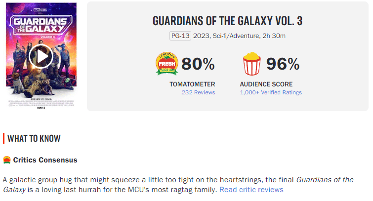 Como está a crítica de Guardiões da Galáxia 3: IMDb, Rotten Tomatoes e Metacritic